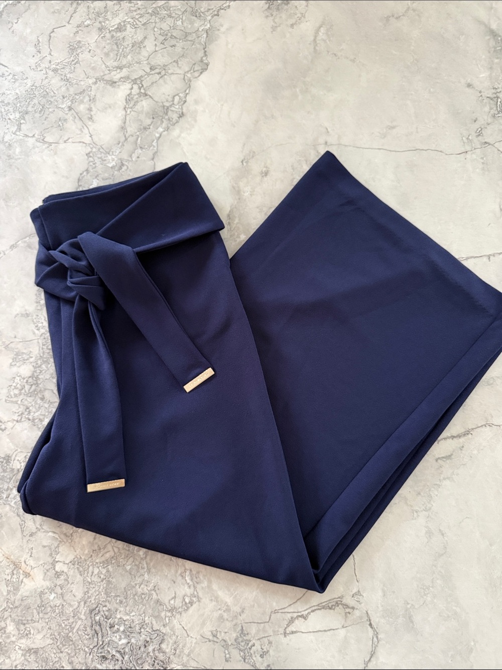 MICHAEL Michael Kors Navy Wide-Leg Tie-Waist Pants